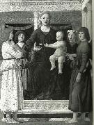 Piero della Francesca, madonna and chold enthroned between four angels